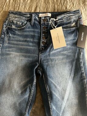 Flying Monkey Washed Blue Button-Fly Jeans